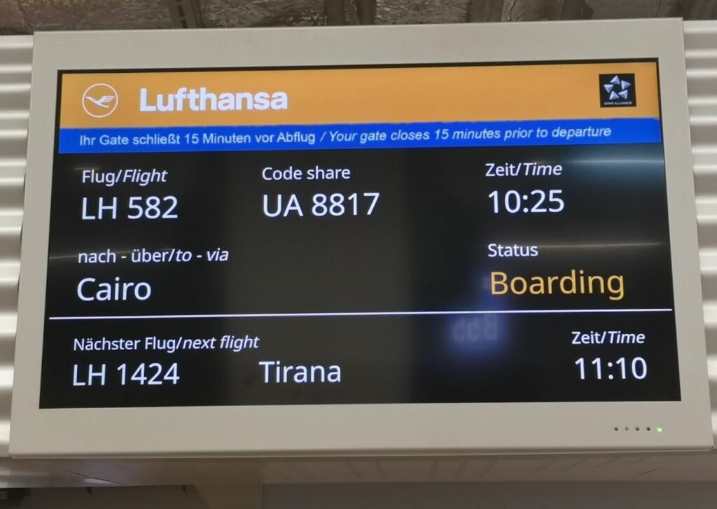 Lufthansa flight to Egypt